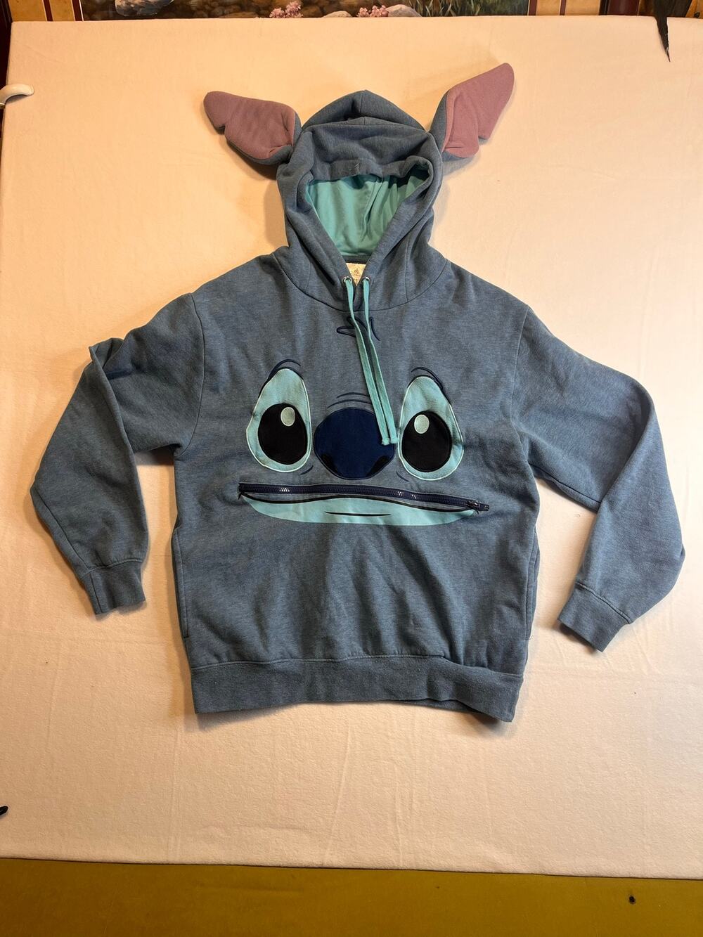 Disney Stitch Character Hoodie Zip Mouth 3D Ears Cosplay Adult Small